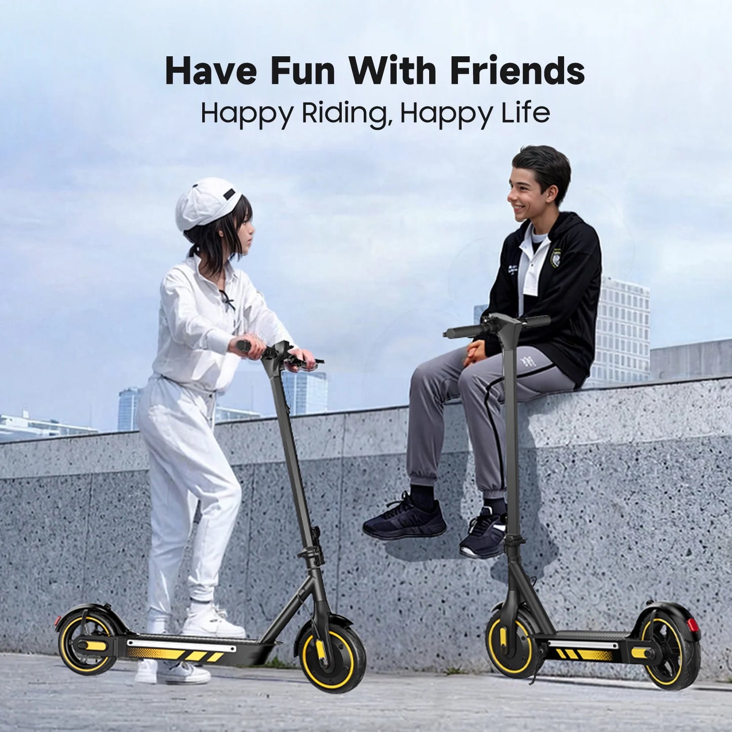 Electric Scooter for Adults, 600W Motor, 10"Air Tires, up to 25 MPH and 22-30 Miles Range, Foldable Commuter E Scooter with Drum Braking System and Smart APP Control Yellow