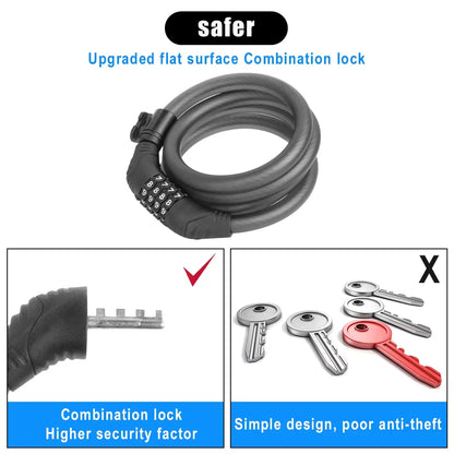 Electric Scooter Lock 4-Digit Combination Lock for Xiaomi M365/Pro2/For Gxl/For Ninebot Anti-Theft Ideal 12 Steel Cables Locks
