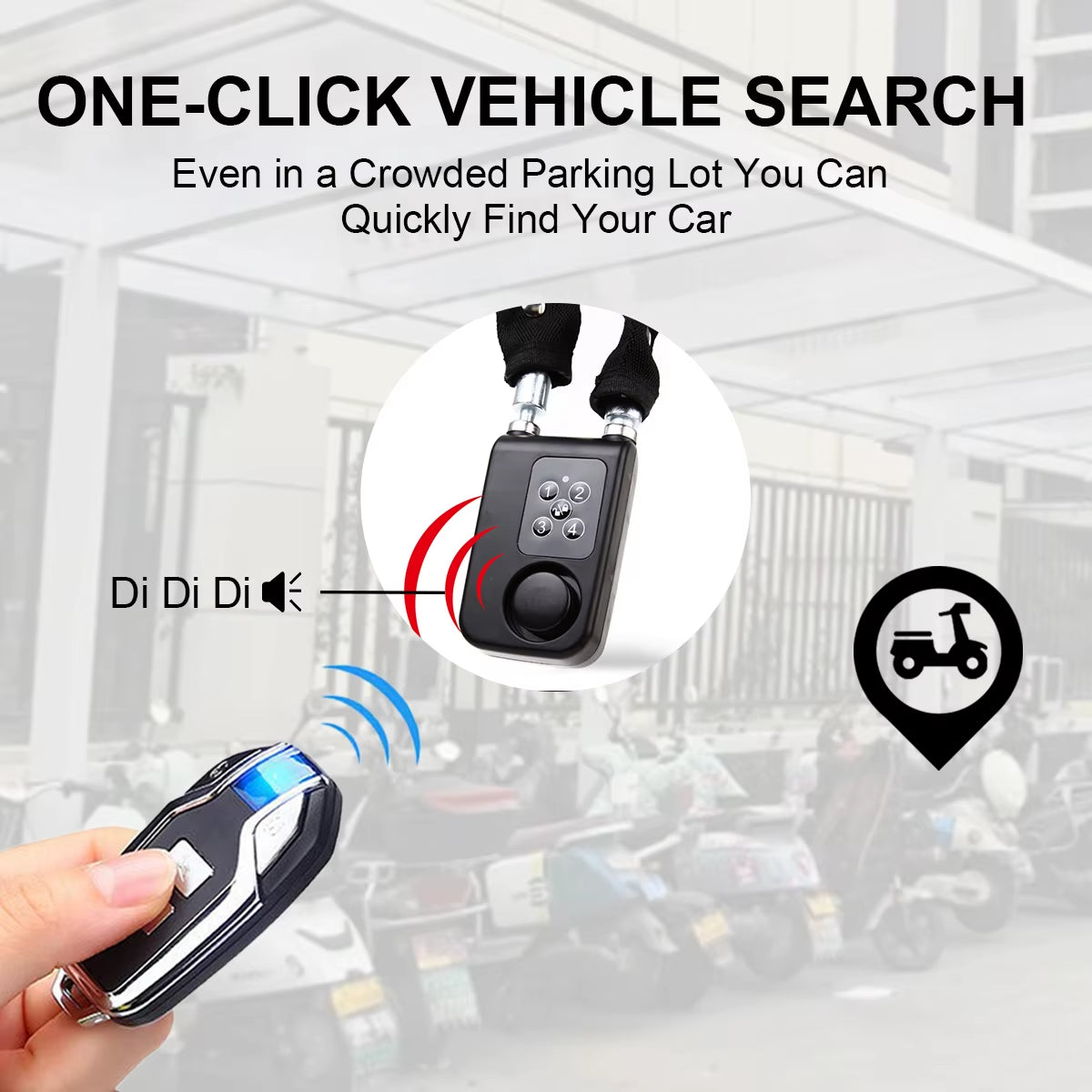 Electric Bike Cable Lock with Remote Control Keyless Bike Lock Sound Alarm Anti-Theft Stainless Steel Cable Cut-Proof