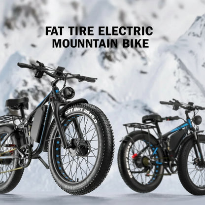 Off-Road Full Suspension Electric Bike 2000W Dual Motor 52V 23AH Battery Mountain Electric Bike 26 Inch Fat Tire Electric Bike