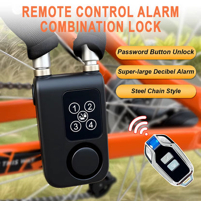 Electric Bike Cable Lock with Remote Control Keyless Bike Lock Sound Alarm Anti-Theft Stainless Steel Cable Cut-Proof