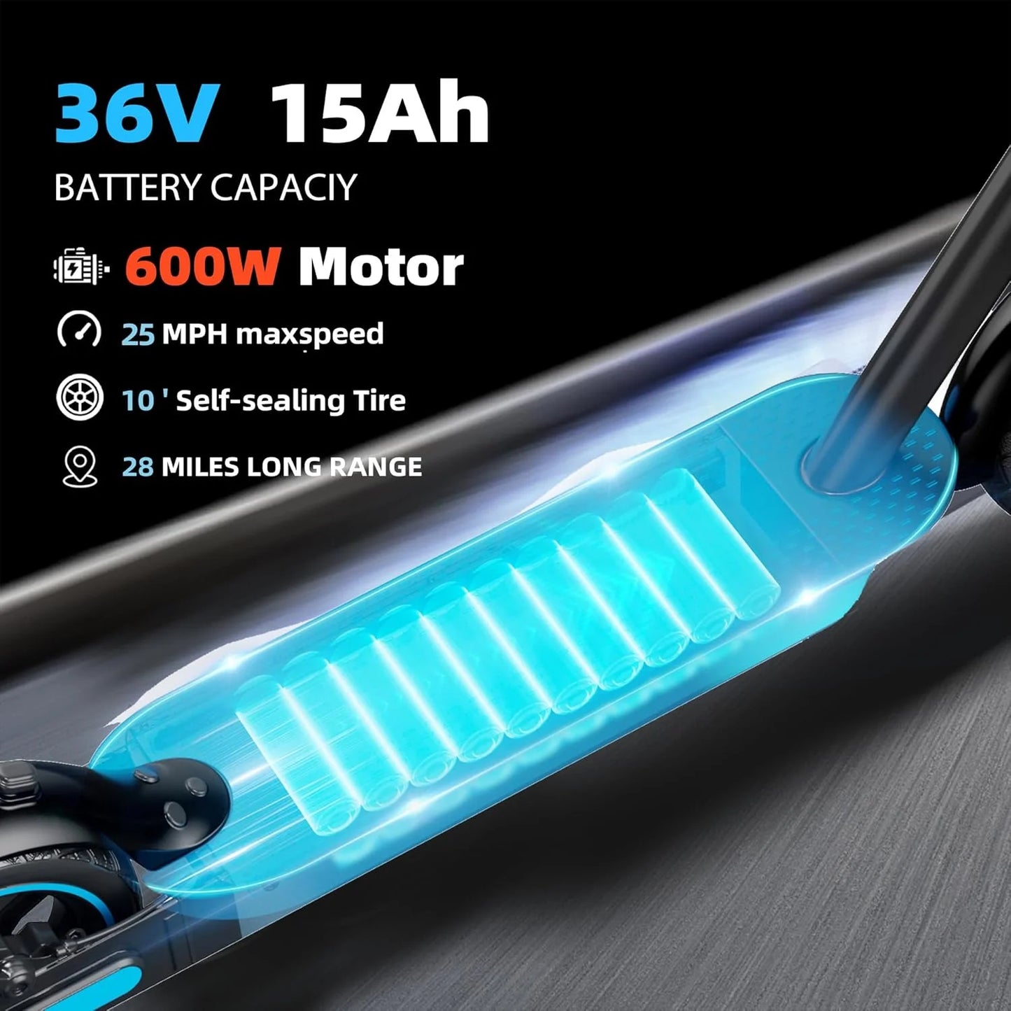 Electric Scooter for Adults, 600W Motor, 10"Air Tires, up to 25 MPH and 22-30 Miles Range, Foldable Commuter E Scooter with Drum Braking System and Smart APP Control Yellow