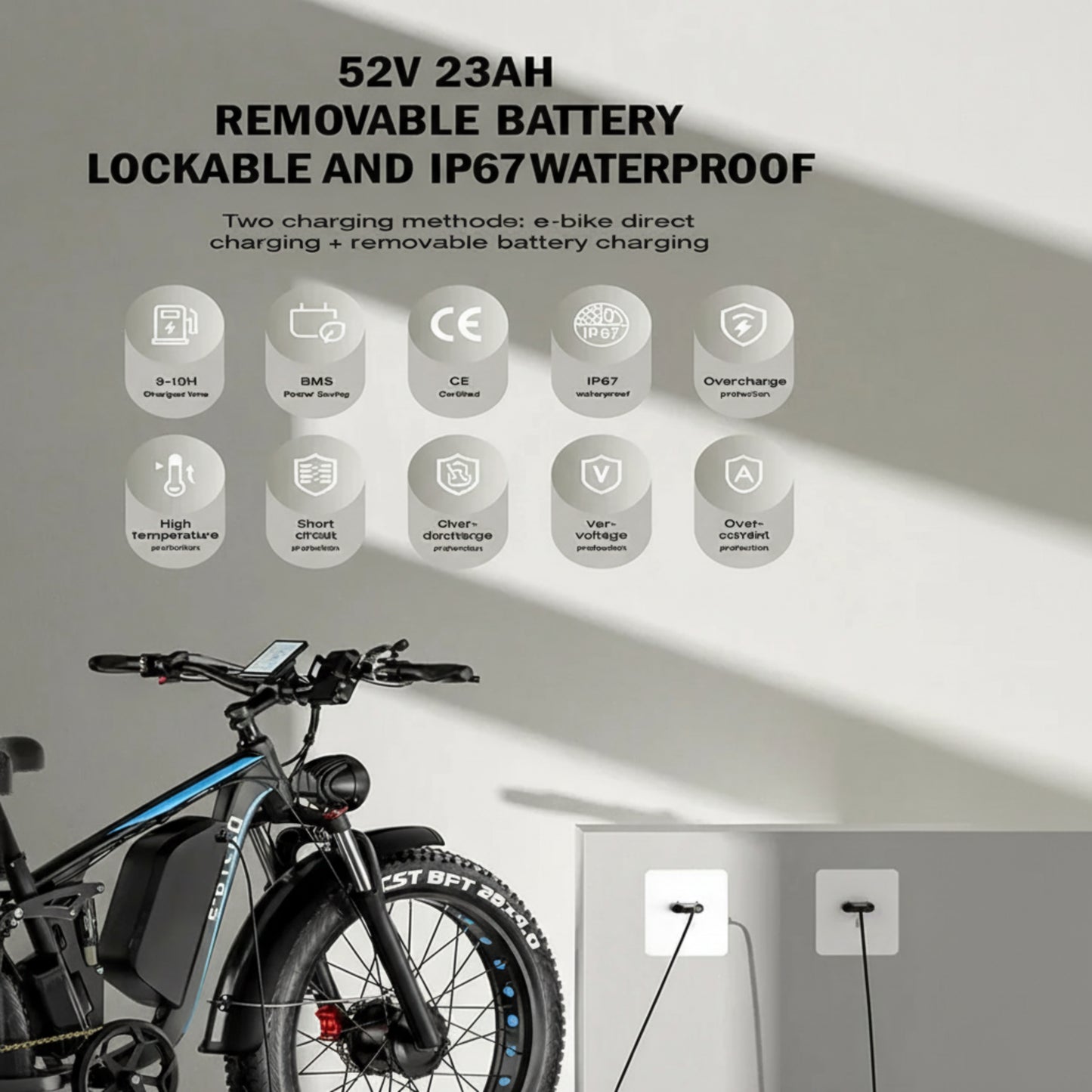 Off-Road Full Suspension Electric Bike 2000W Dual Motor 52V 23AH Battery Mountain Electric Bike 26 Inch Fat Tire Electric Bike