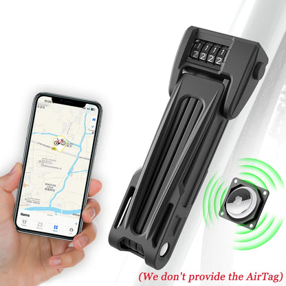Bicycle Lock High Secutiry Folding Bike Lock with Bracket for Airtag anti Theft Combination Lock for E-Bike Scooter