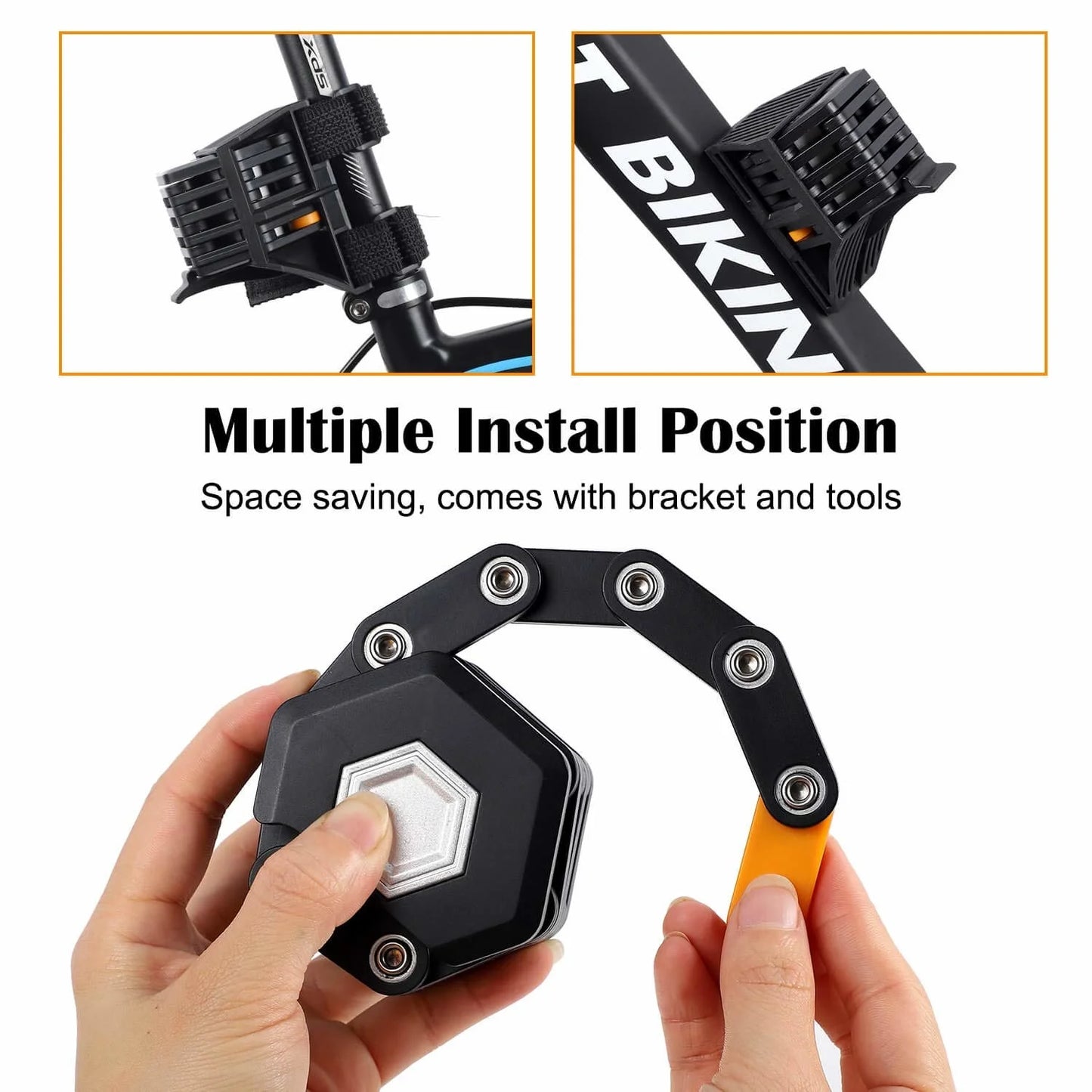 New Folding Lock Bicycle Lock High Security 85 Cm Long Bicycle Folding Lock with Bracket and 3 Keys, E Scooter Lock for Bike