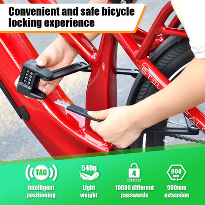 Bicycle Lock High Secutiry Folding Bike Lock with Bracket for Airtag anti Theft Combination Lock for E-Bike Scooter
