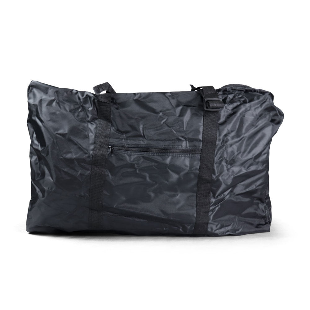 JupiterBikes_Black travel bag with zippers on a white background