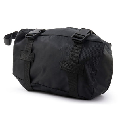 JupiterBikes_Black duffel bag with straps on a white background