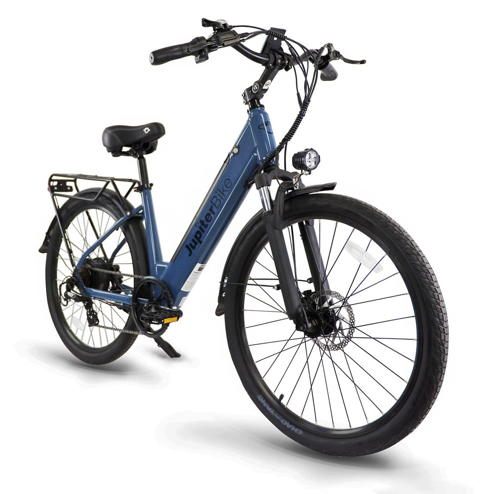 JupiterBike_Navy Blue electric bicycle on a white background