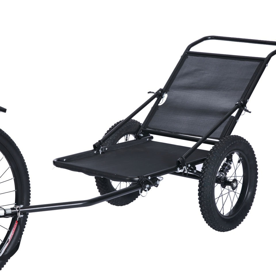 JupiterBikes_Black two-wheeled bike trailer on a white background