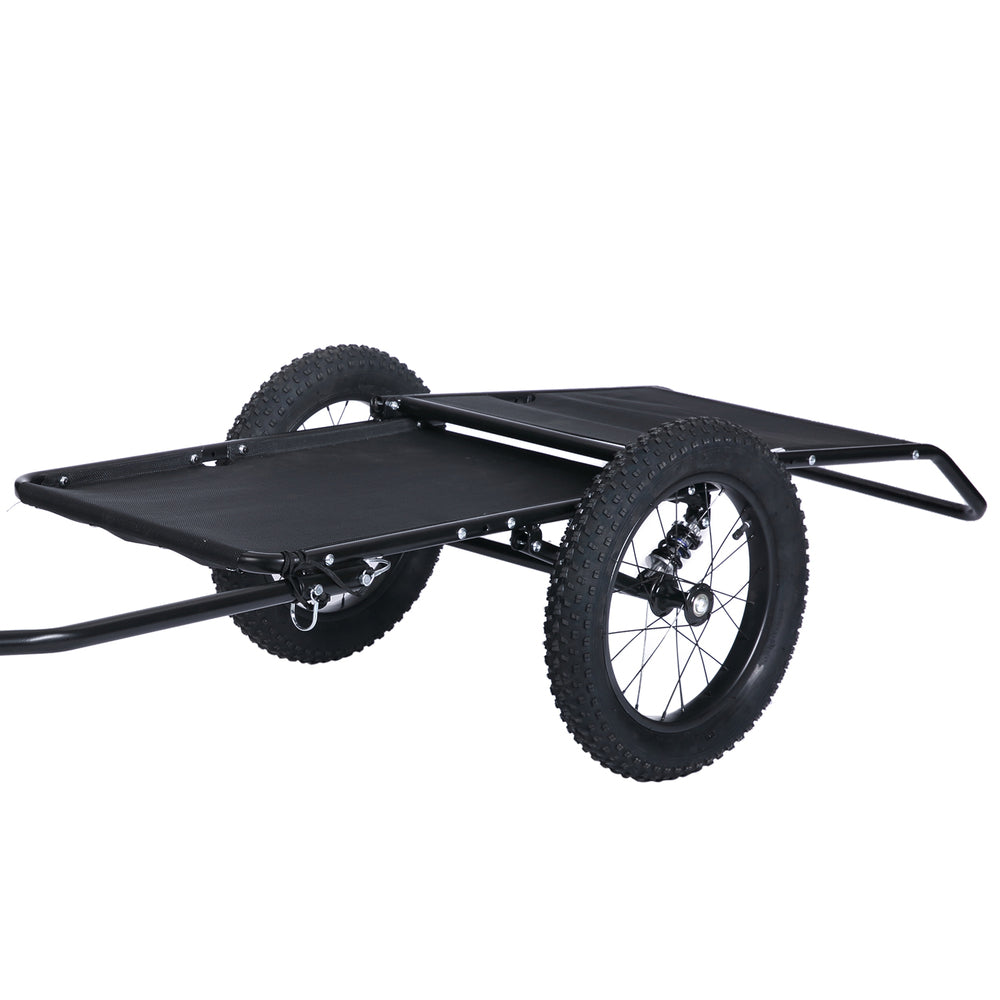 JupiterBikes_Black bike trailer with large wheels on a white background