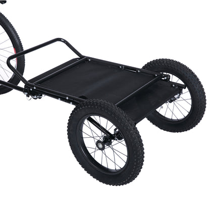 JupiterBikes_Black bike trailer with large wheels on a white background