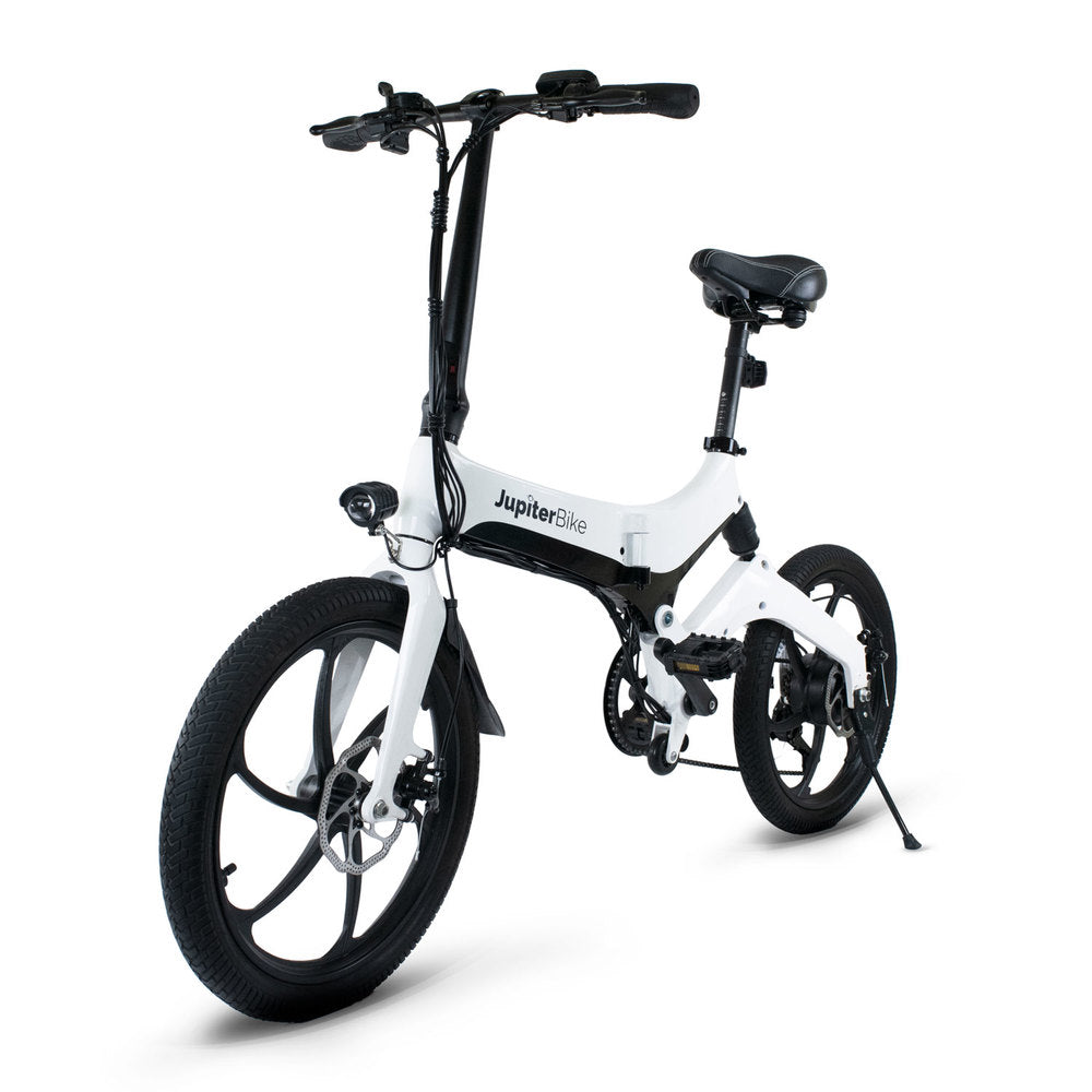 Jupiter Discovery x7_White electric bike with black accents on a white background, branded 'JupiterBike'.