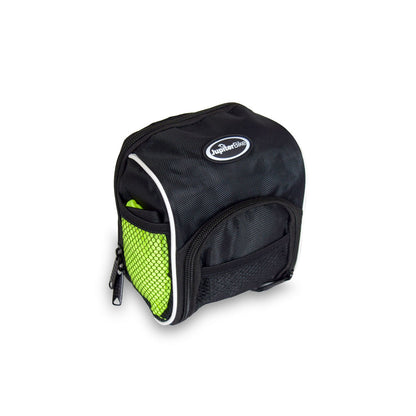 Black and green handlebar bag w/waterproof cover for all JUPITERBIKES on a white background