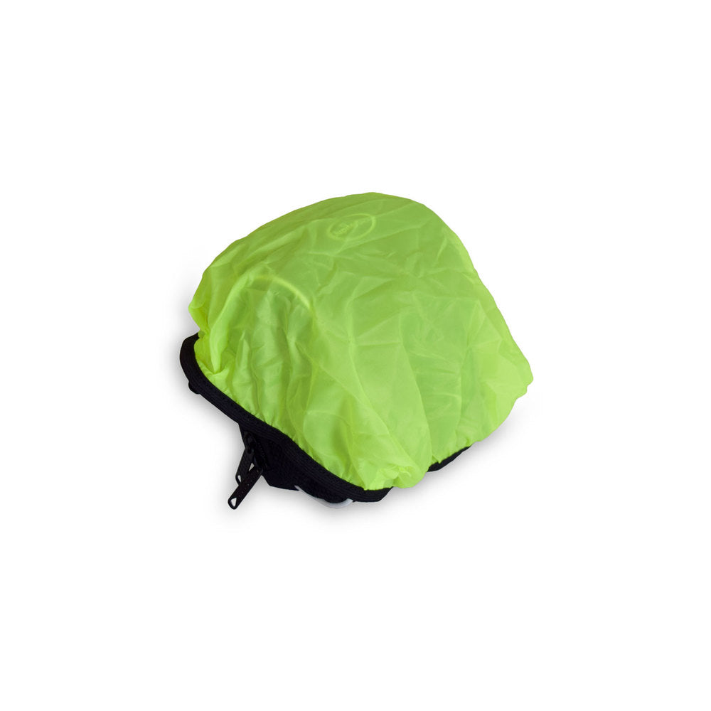 Handlebar bag w/waterproof cover for all JUPITERBIKES turned inside out to show green color against a white background