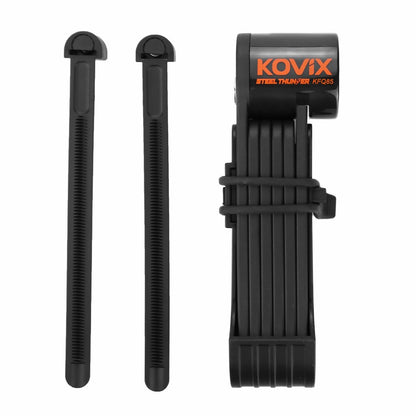 Jupiter_Black bike lock with two key components on a white background, featuring the Kovix brand.