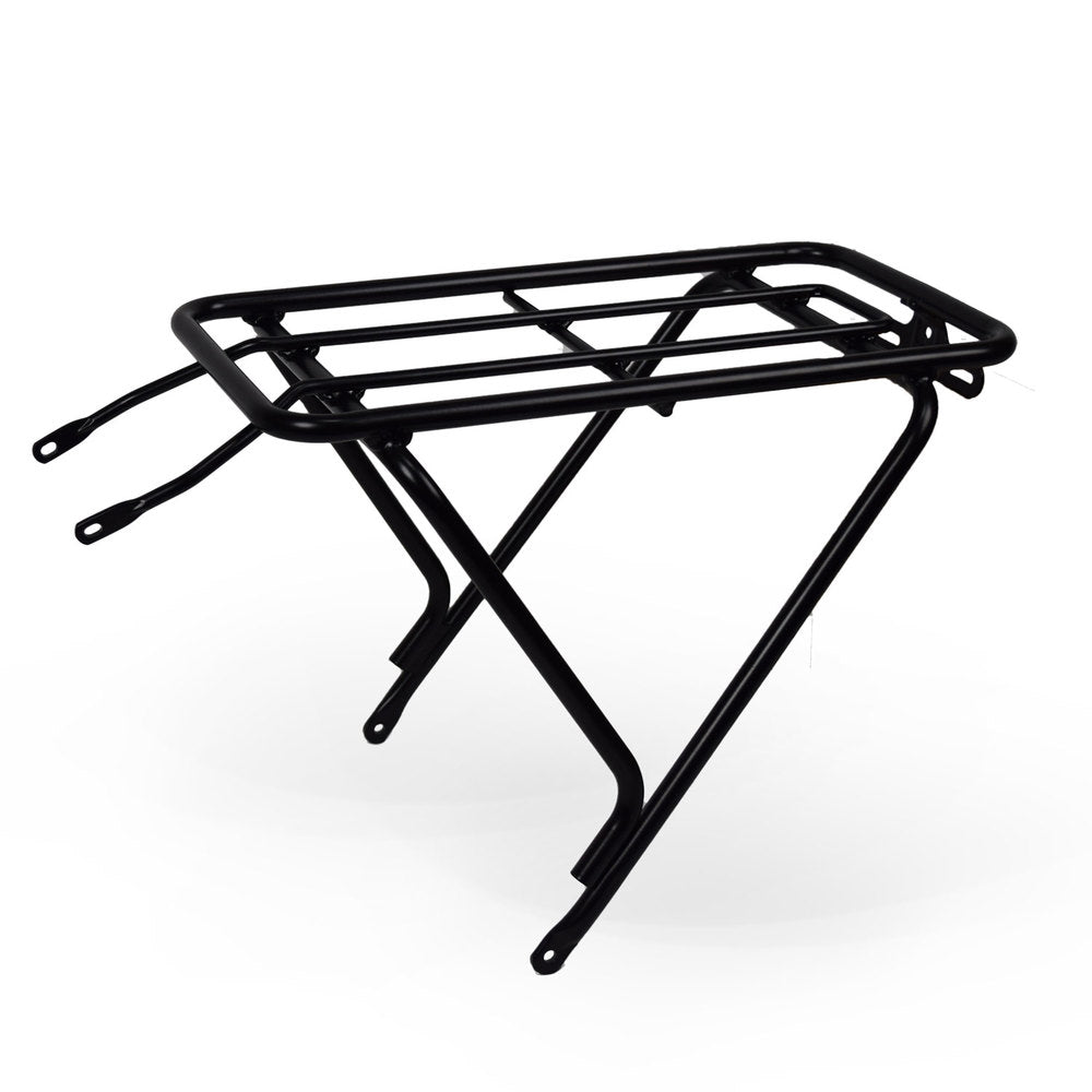 Jupiter_Black metal rear bike rack on a white background