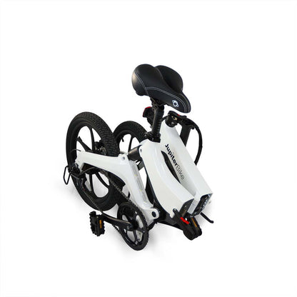 Jupiter_Discovery x7_White folding bicycle with black seat on a white background