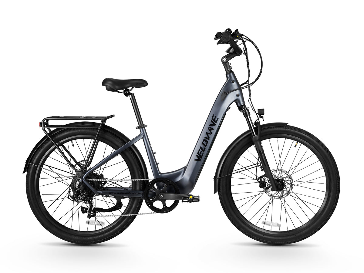 Velowave Breeze T electric bike in Blue Gray, side view