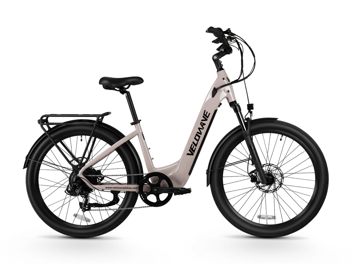 Velowave Breeze T electric bike in Beige, side view