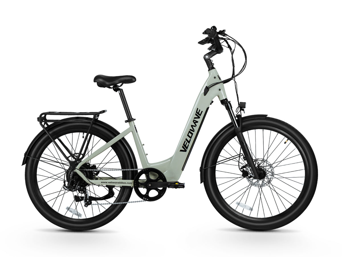 Velowave Breeze T electric bike in Light Green, side view