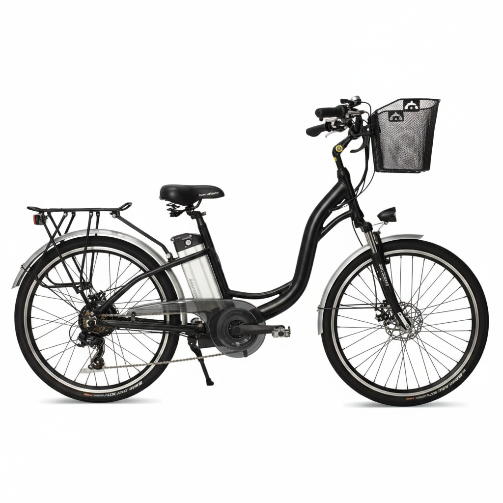 350W Electric Beach Cruiser Electric Bike, Black