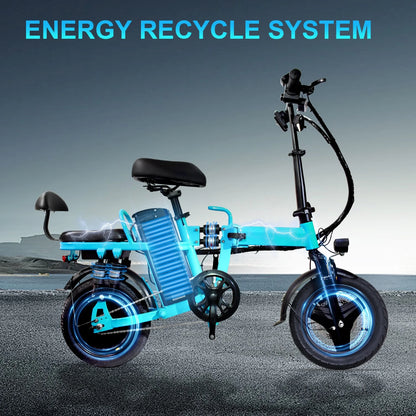 750W Folding Electric Bike,48V 20AH Removable Battery E Bike,20Mph,50 Miles Max Range Electric Bike for Adults,14" Tire Foldable Ebike,Adult Electric Bicycle for Commute