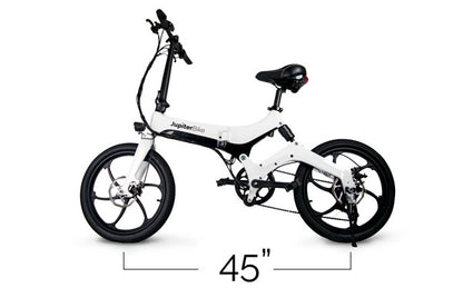 Jupiter_Discovery x7_White electric bike with black accents on a white background, featuring the brand 'Jupiter'. Depicting 45" in length