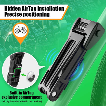Bicycle Lock High Secutiry Folding Bike Lock with Bracket for Airtag anti Theft Combination Lock for E-Bike Scooter
