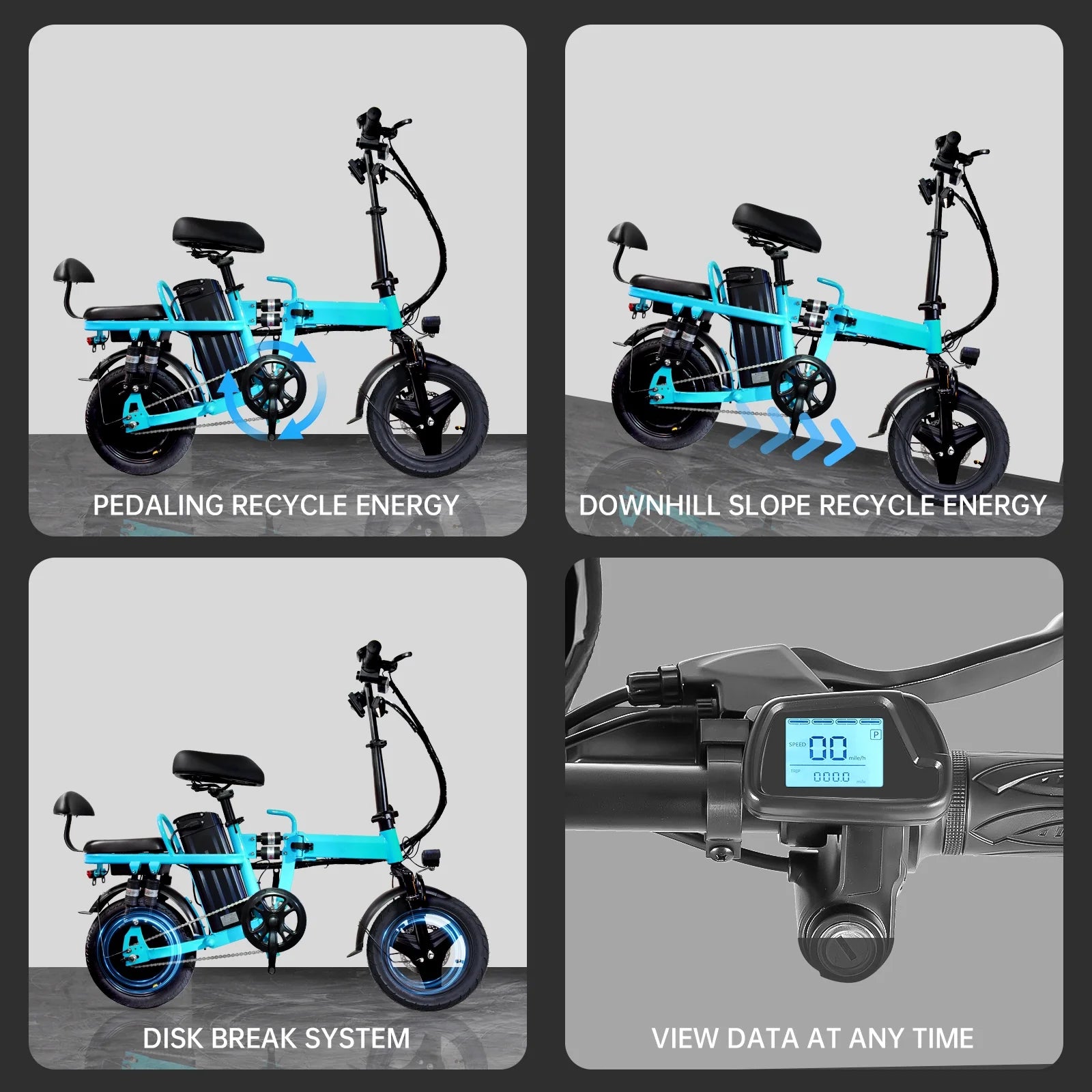 750W Folding Electric Bike,48V 20AH Removable Battery E Bike,20Mph,50 Miles Max Range Electric Bike for Adults,14" Tire Foldable Ebike,Adult Electric Bicycle for Commute