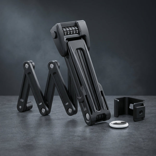 Bicycle Lock High Secutiry Folding Bike Lock with Bracket for Airtag anti Theft Combination Lock for E-Bike Scooter — Studio Shot