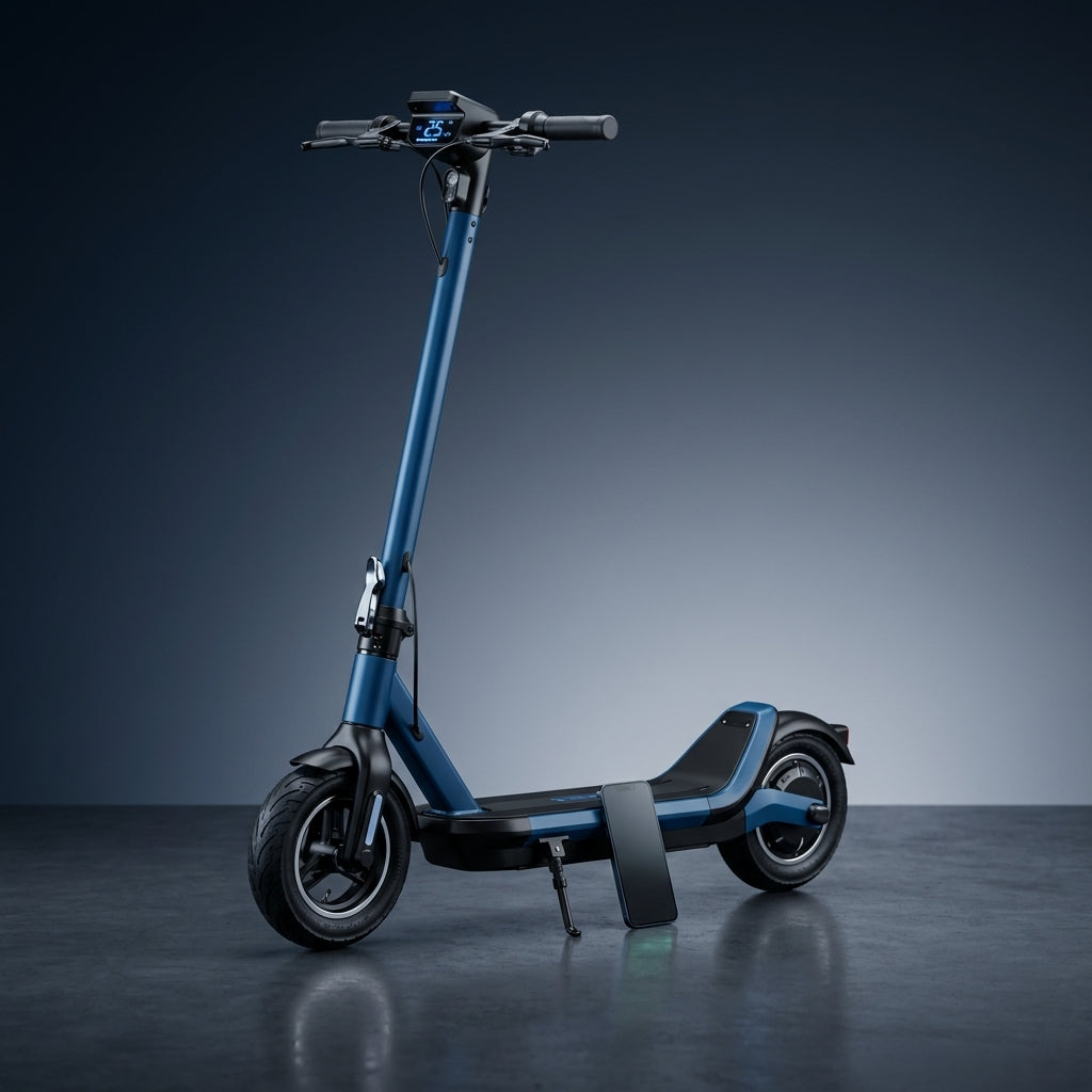 Electric Scooter for Adults, 500W Motor, 10"Air Tires, up to 22 MPH and 22-28 Miles Range, Foldable Commuter E Scooter with Drum Braking System and Smart APP Control Blue — Studio Shot