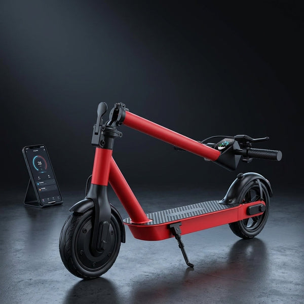 Electric Scooter for Adults, 500W Motor, 10"Air Tires, up to 22 MPH and 22-28 Miles Range, Foldable Commuter E Scooter with Drum Braking System and Smart APP Control Red — Studio Shot