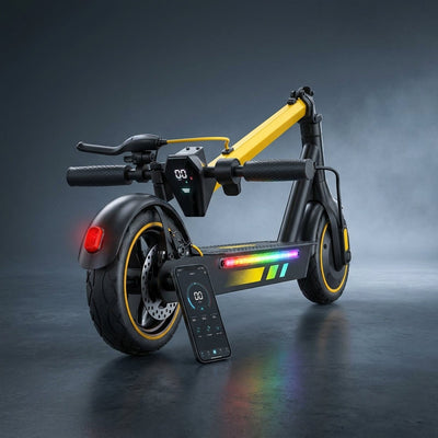 Electric Scooter for Adults, 600W Motor, 10"Air Tires, up to 25 MPH and 22-30 Miles Range, Foldable Commuter E Scooter with Drum Braking System and Smart APP Control Yellow