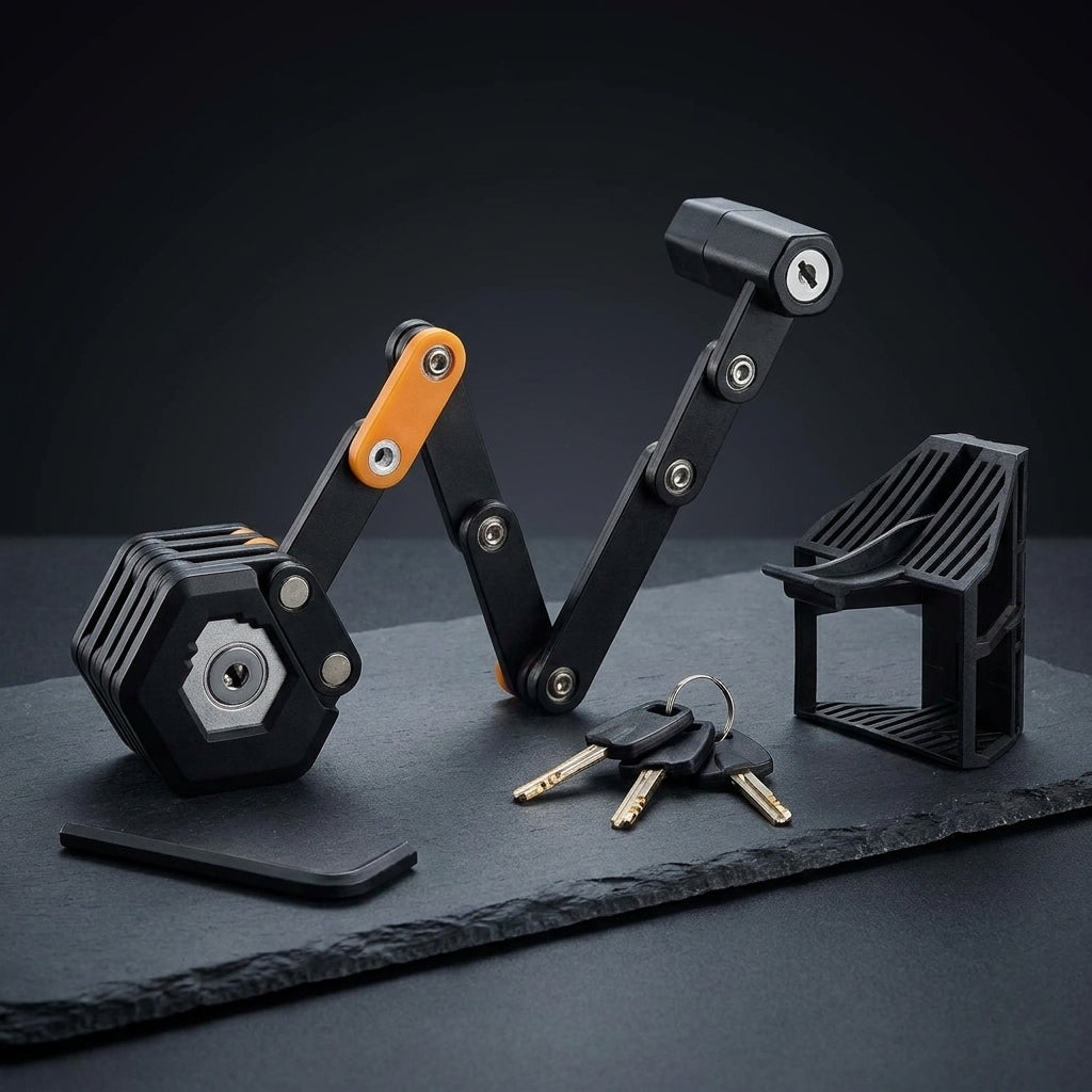 New Folding Lock Bicycle Lock High Security 85 Cm Long Bicycle Folding Lock with Bracket and 3 Keys, E Scooter Lock for Bike — Studio Shot