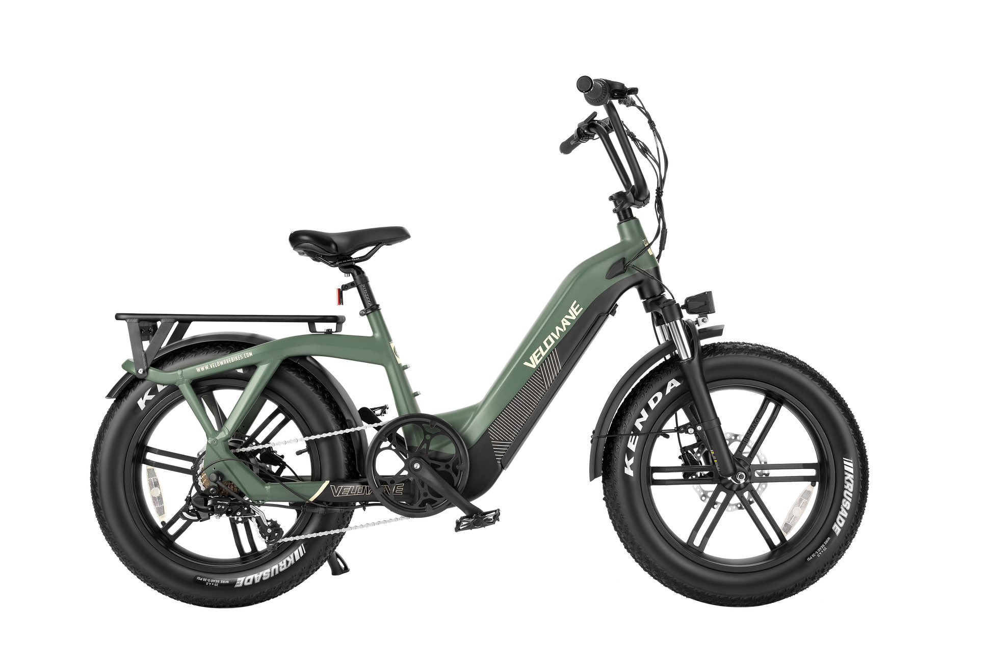 velowave_Green Pony electric bicycle on a white background